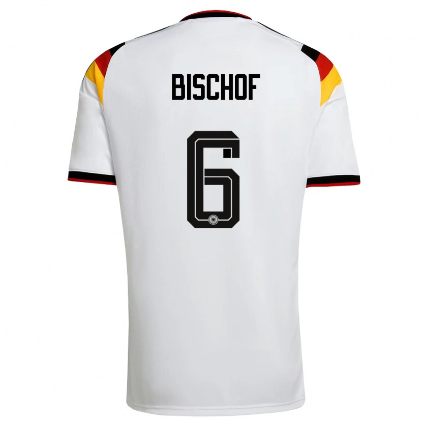 Danxen Mujer Camiseta Alemania Tom Bischof #6 Blanco Negro Rojo 1ª Equipación 26-28 La Camisa