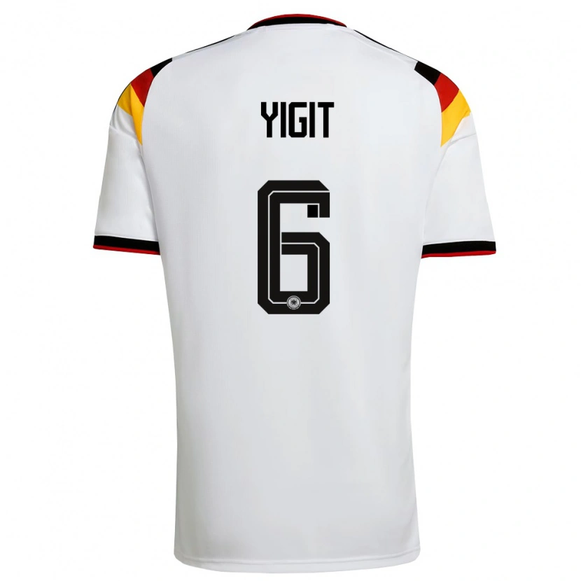 Danxen Mujer Camiseta Alemania Ertugrul Yigit #6 Blanco Negro Rojo 1ª Equipación 26-28 La Camisa