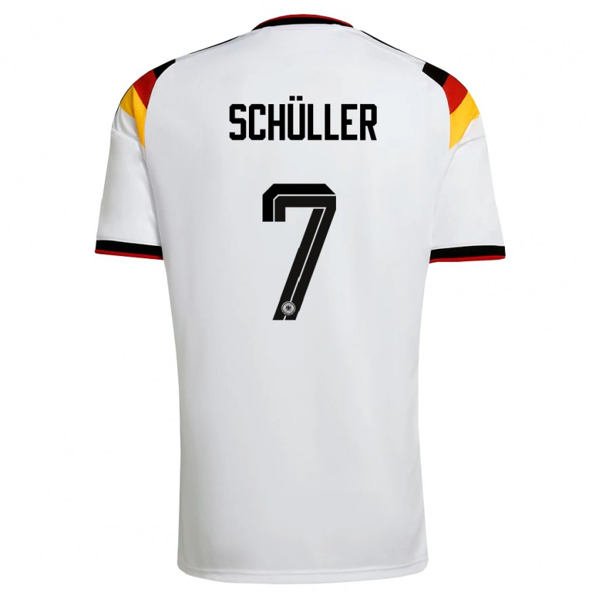 Danxen Mujer Camiseta Alemania Lea Schuller #7 Blanco Negro Rojo 1ª Equipación 26-28 La Camisa