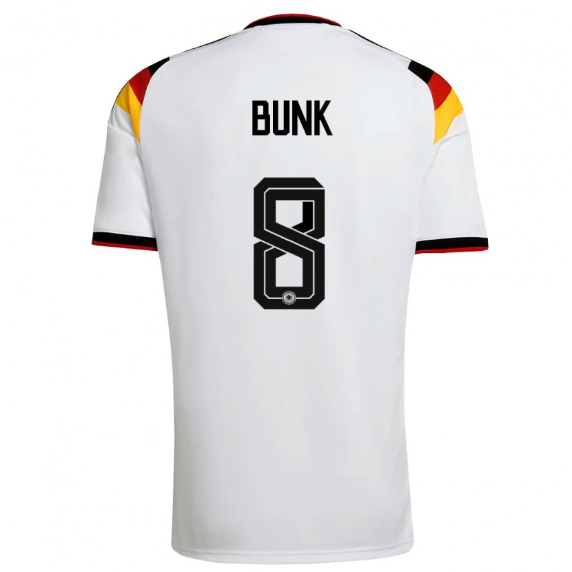 Danxen Mujer Camiseta Alemania Daniel Bunk #8 Blanco Negro Rojo 1ª Equipación 26-28 La Camisa