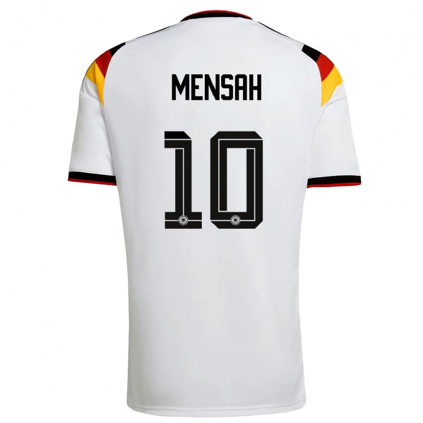 Danxen Mujer Camiseta Alemania Jeremiah Mensah #10 Blanco Negro Rojo 1ª Equipación 26-28 La Camisa