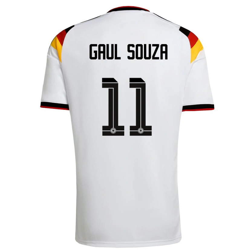 Danxen Mujer Camiseta Alemania Alessandro Gaul Souza #11 Blanco Negro Rojo 1ª Equipación 26-28 La Camisa