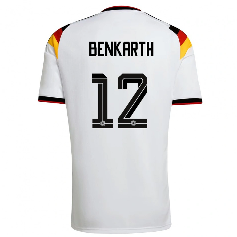 Danxen Mujer Camiseta Alemania Laura Benkarth #12 Blanco Negro Rojo 1ª Equipación 26-28 La Camisa