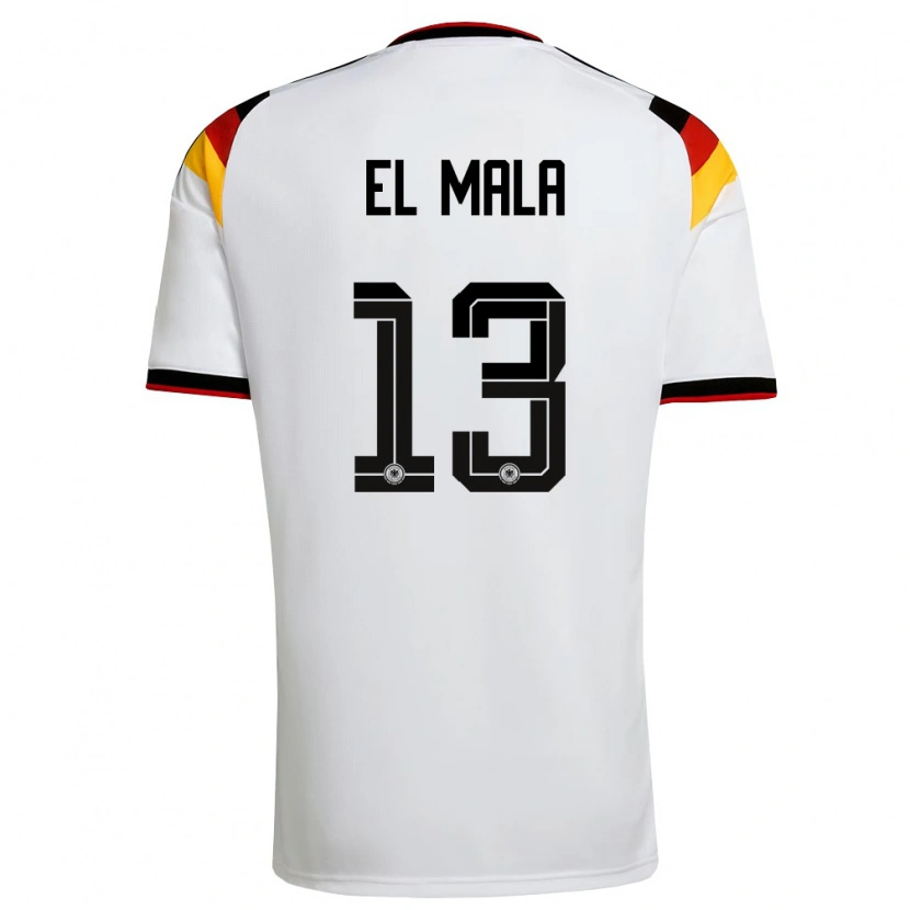 Danxen Mujer Camiseta Alemania Said El Mala #13 Blanco Negro Rojo 1ª Equipación 26-28 La Camisa