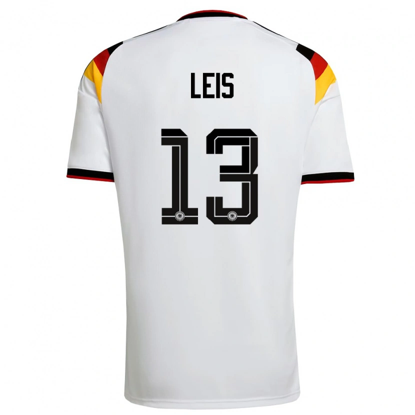 Danxen Mujer Camiseta Alemania Torben Leis #13 Blanco Negro Rojo 1ª Equipación 26-28 La Camisa