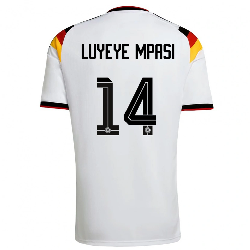 Danxen Mujer Camiseta Alemania Seal Luyeye Mpasi #14 Blanco Negro Rojo 1ª Equipación 26-28 La Camisa