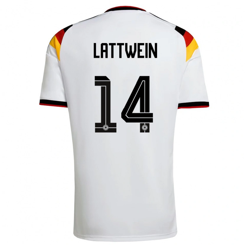 Danxen Mujer Camiseta Alemania Lena Lattwein #14 Blanco Negro Rojo 1ª Equipación 26-28 La Camisa