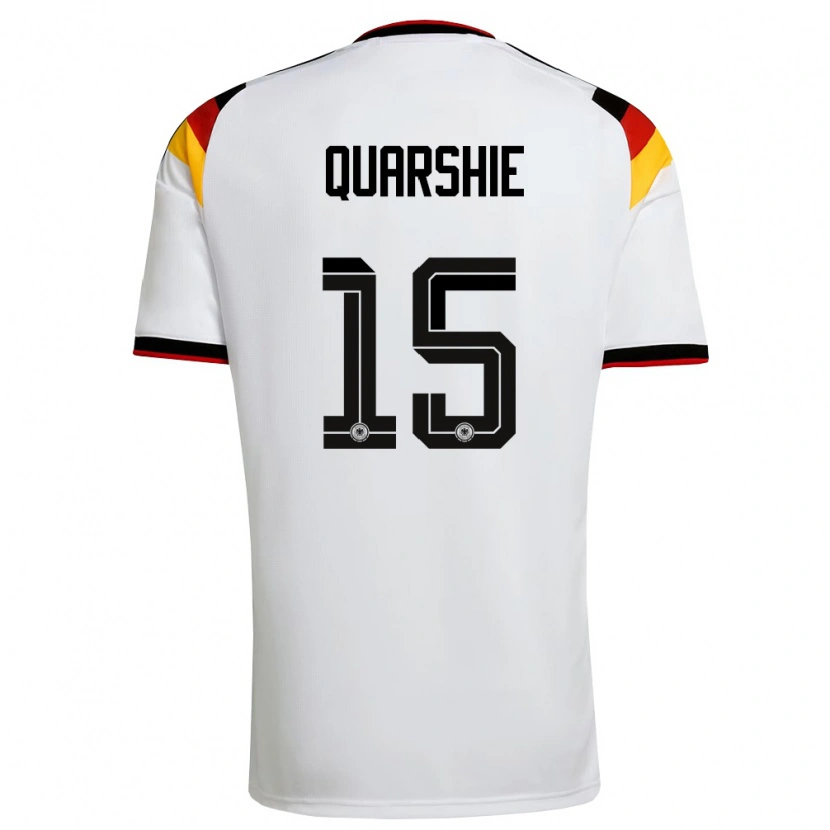 Danxen Mujer Camiseta Alemania Joshua Quarshie #15 Blanco Negro Rojo 1ª Equipación 26-28 La Camisa