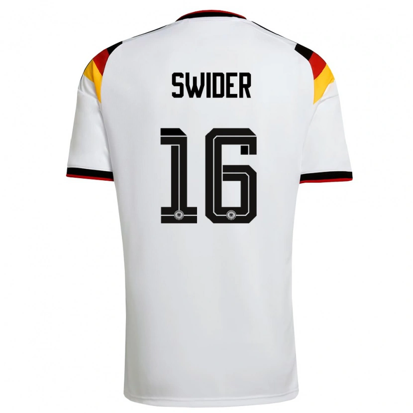 Danxen Mujer Camiseta Alemania Niklas Swider #16 Blanco Negro Rojo 1ª Equipación 26-28 La Camisa