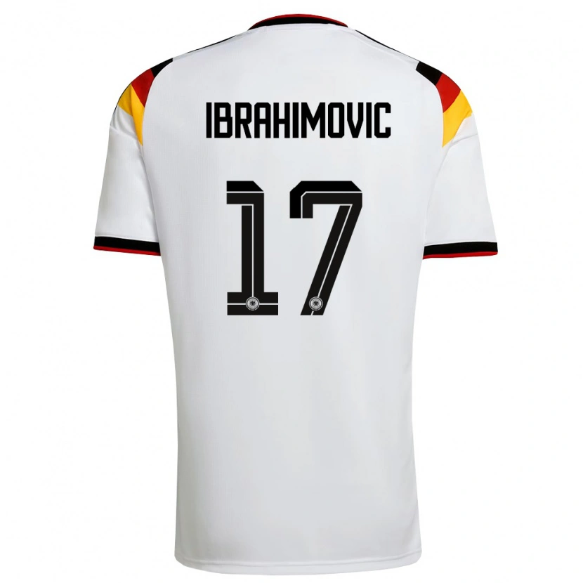 Danxen Mujer Camiseta Alemania Arijon Ibrahimovic #17 Blanco Negro Rojo 1ª Equipación 26-28 La Camisa