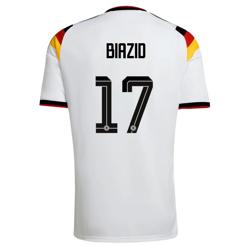 Danxen Mujer Camiseta Alemania Zain Biazid #17 Blanco Negro Rojo 1ª Equipación 26-28 La Camisa