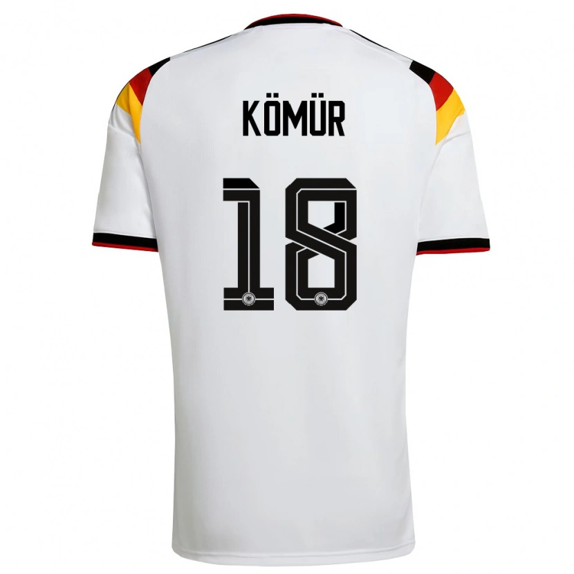 Danxen Mujer Camiseta Alemania Mert Kömür #18 Blanco Negro Rojo 1ª Equipación 26-28 La Camisa