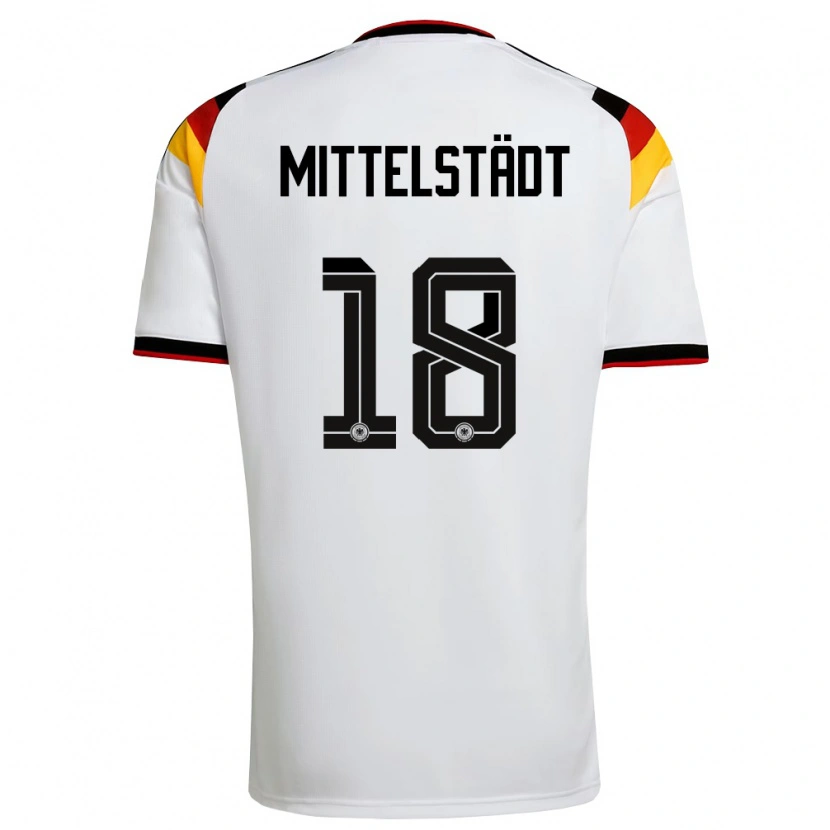Danxen Mujer Camiseta Alemania Maximilian Mittelstädt #18 Blanco Negro Rojo 1ª Equipación 26-28 La Camisa