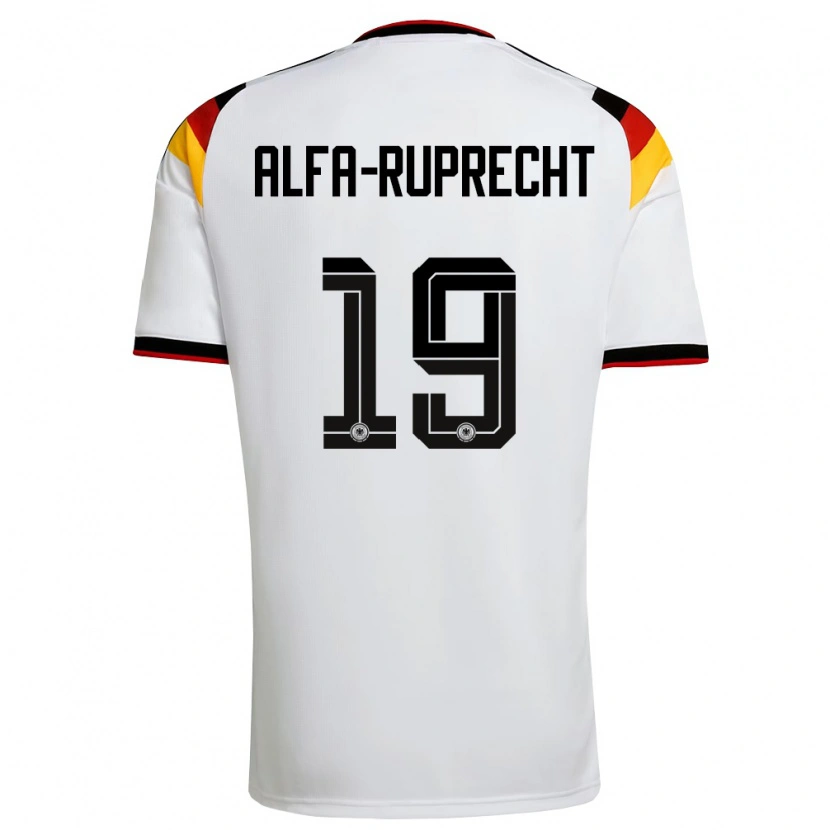 Danxen Mujer Camiseta Alemania Farid Alfa-Ruprecht #19 Blanco Negro Rojo 1ª Equipación 26-28 La Camisa