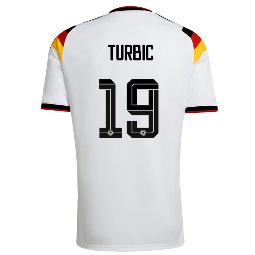 Danxen Mujer Camiseta Alemania Vedad Turbic #19 Blanco Negro Rojo 1ª Equipación 26-28 La Camisa