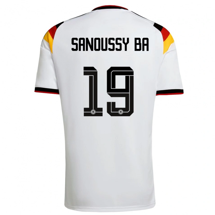 Danxen Mujer Camiseta Alemania Sanoussy Ba #19 Blanco Negro Rojo 1ª Equipación 26-28 La Camisa
