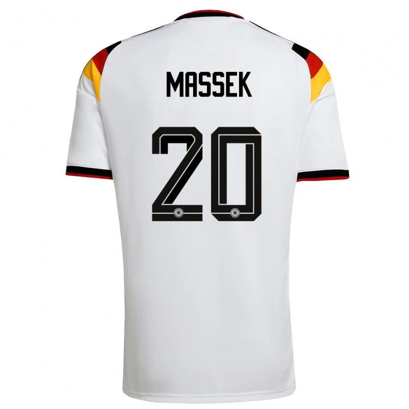 Danxen Mujer Camiseta Alemania Ivan Massek #20 Blanco Negro Rojo 1ª Equipación 26-28 La Camisa