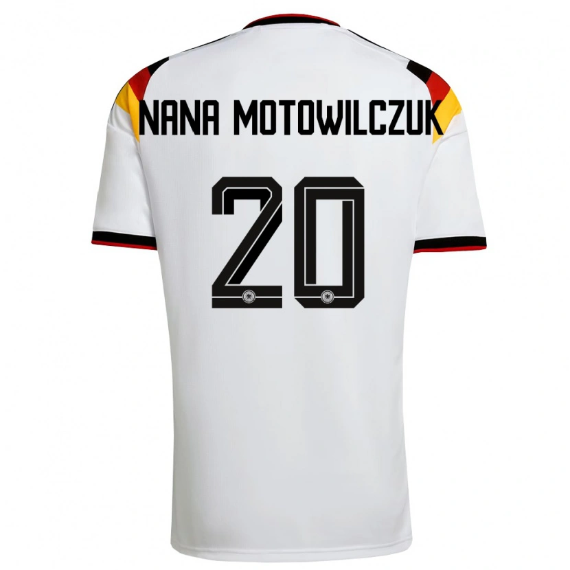 Danxen Mujer Camiseta Alemania Kevin Nana Motowilczuk #20 Blanco Negro Rojo 1ª Equipación 26-28 La Camisa
