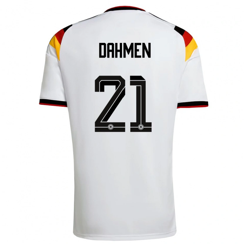 Danxen Mujer Camiseta Alemania Finn Dahmen #21 Blanco Negro Rojo 1ª Equipación 26-28 La Camisa