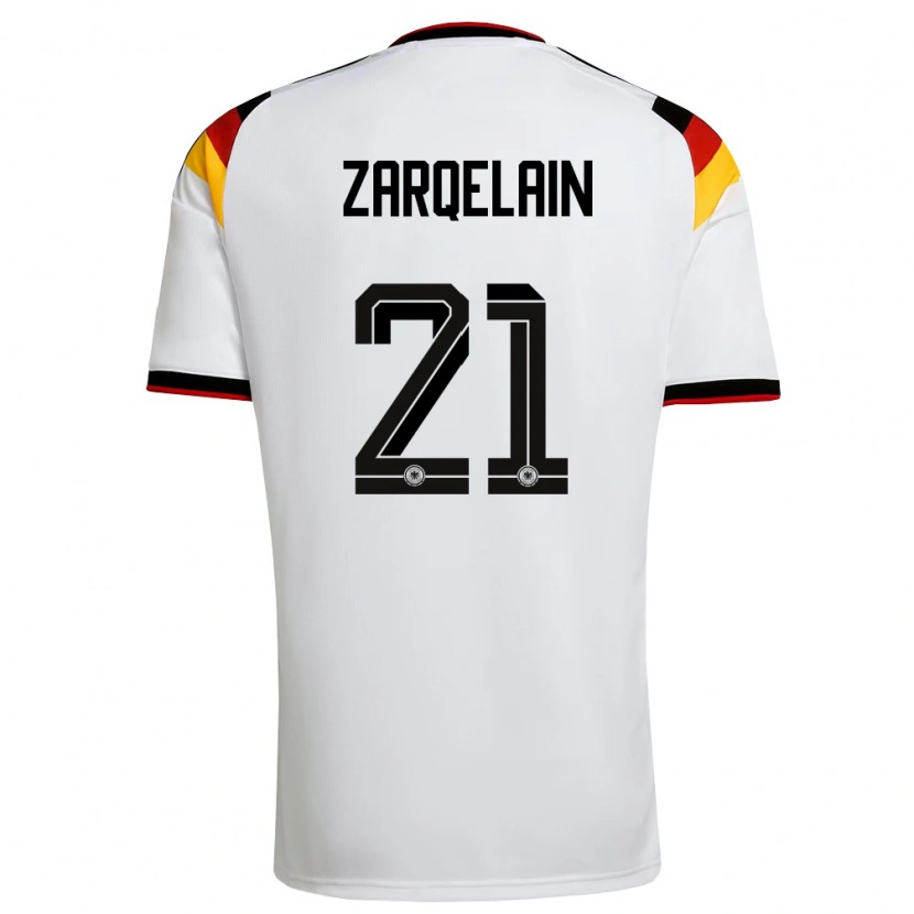 Danxen Mujer Camiseta Alemania Fadi Zarqelain #21 Blanco Negro Rojo 1ª Equipación 26-28 La Camisa