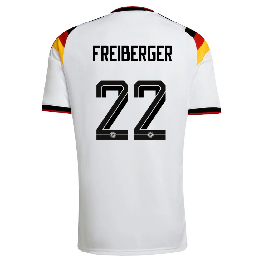 Danxen Mujer Camiseta Alemania Benjamin Freiberger #22 Blanco Negro Rojo 1ª Equipación 26-28 La Camisa
