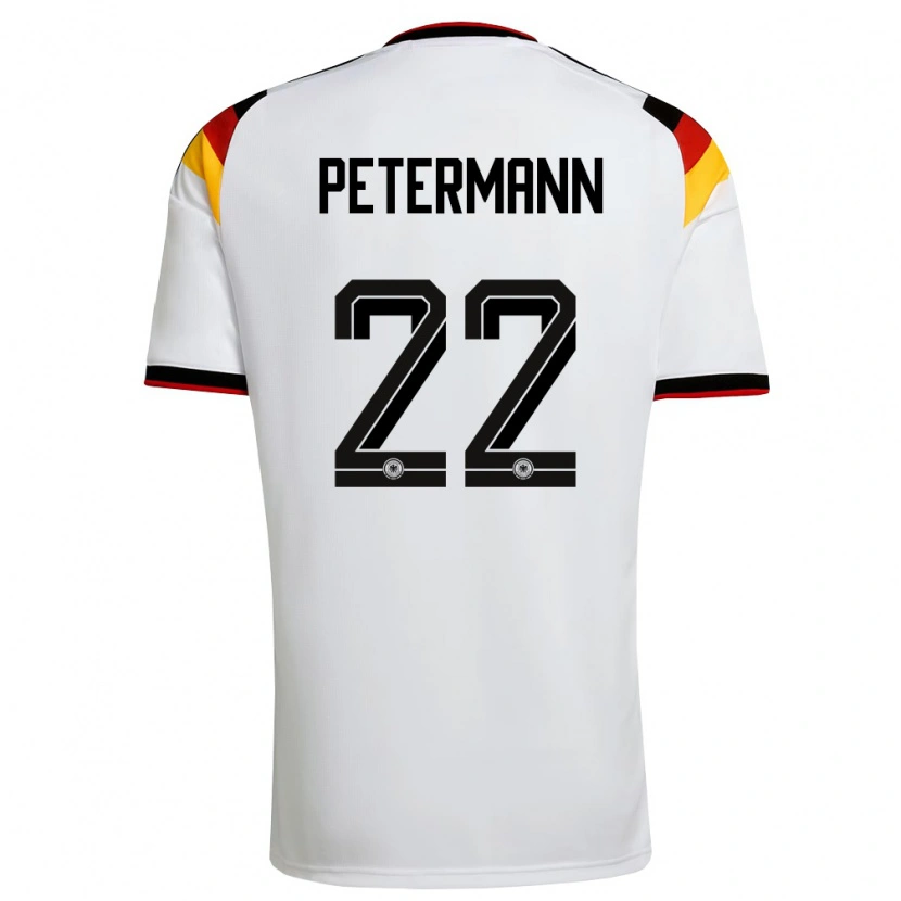 Danxen Mujer Camiseta Alemania Lena Petermann #22 Blanco Negro Rojo 1ª Equipación 26-28 La Camisa