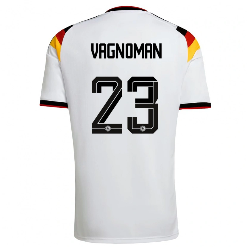 Danxen Mujer Camiseta Alemania Josha Vagnoman #23 Blanco Negro Rojo 1ª Equipación 26-28 La Camisa