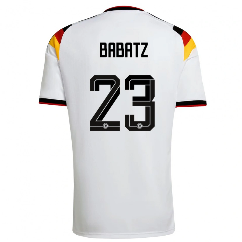 Danxen Mujer Camiseta Alemania Louis Babatz #23 Blanco Negro Rojo 1ª Equipación 26-28 La Camisa