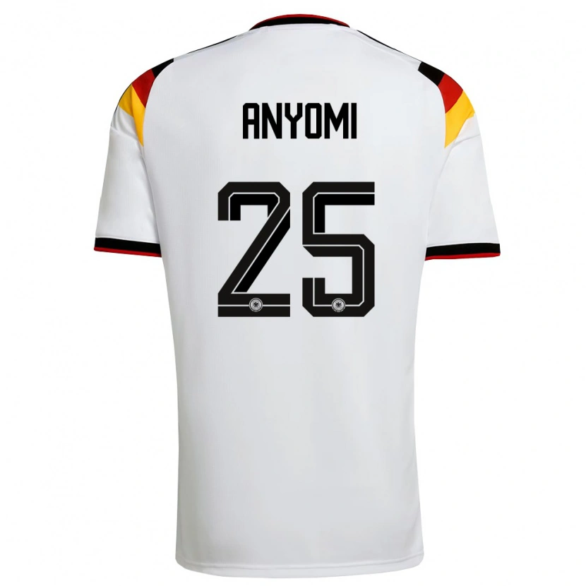 Danxen Mujer Camiseta Alemania Nicole Anyomi #25 Blanco Negro Rojo 1ª Equipación 26-28 La Camisa
