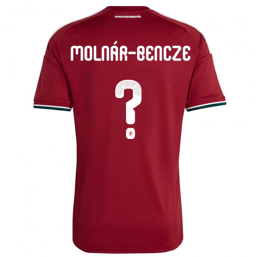 Danxen Mujer Camiseta Hungría Zsombor Molnár-Bencze #0 Rojo Blanco Verde 1ª Equipación 26-28 La Camisa