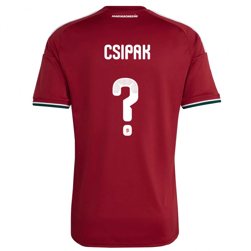 Danxen Mujer Camiseta Hungría Csongor Csipak #0 Rojo Blanco Verde 1ª Equipación 26-28 La Camisa
