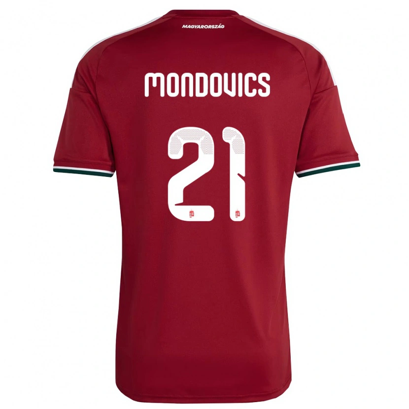 Danxen Mujer Camiseta Hungría Kevin Mondovics #21 Rojo Blanco Verde 1ª Equipación 26-28 La Camisa
