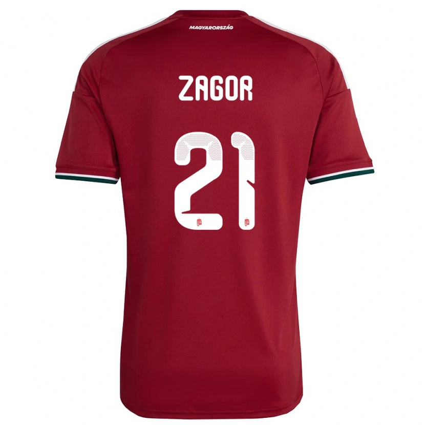 Danxen Mujer Camiseta Hungría Bernadett Zágor #21 Rojo Blanco Verde 1ª Equipación 26-28 La Camisa