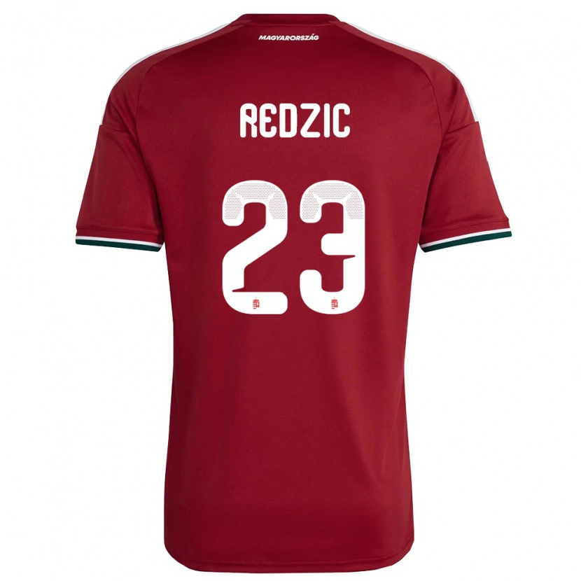 Danxen Mujer Camiseta Hungría Damir Redzic #23 Rojo Blanco Verde 1ª Equipación 26-28 La Camisa
