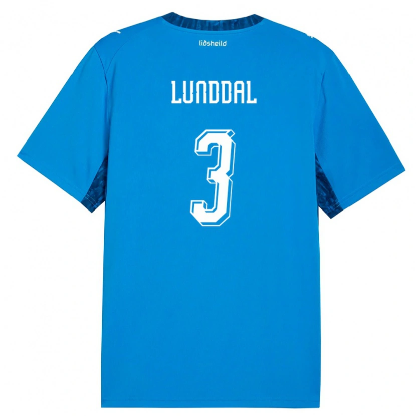 Danxen Mujer Camiseta Islandia Valgeir Lunddal #3 Azul Marino 1ª Equipación 26-28 La Camisa