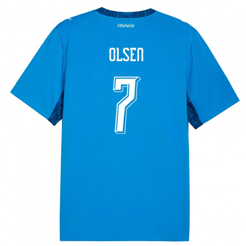 Danxen Mujer Camiseta Islandia Gunnar Olsen #7 Azul Marino 1ª Equipación 26-28 La Camisa