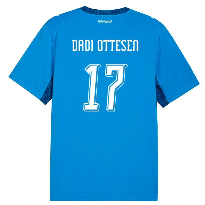 Danxen Mujer Camiseta Islandia Magnus Dadi Ottesen #17 Azul Marino 1ª Equipación 26-28 La Camisa