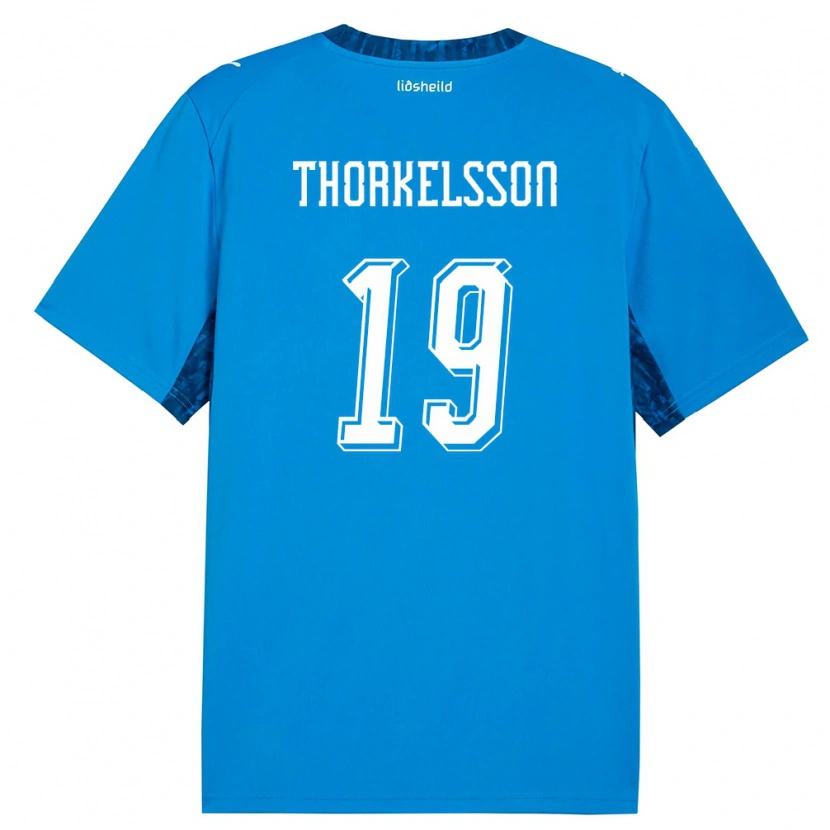 Danxen Mujer Camiseta Islandia Róbert Frosti Thorkelsson #19 Azul Marino 1ª Equipación 26-28 La Camisa