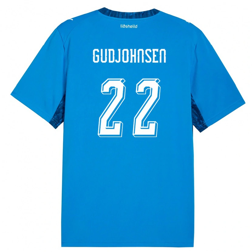 Danxen Mujer Camiseta Islandia Andri Gudjohnsen #22 Azul Marino 1ª Equipación 26-28 La Camisa