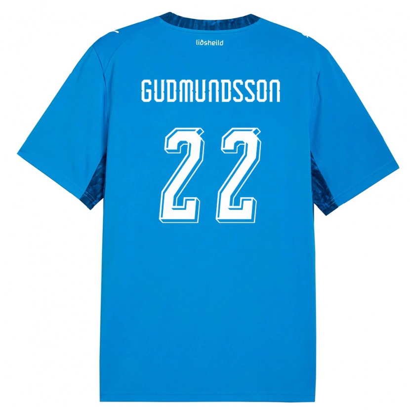 Danxen Mujer Camiseta Islandia Galdur Guðmundsson #22 Azul Marino 1ª Equipación 26-28 La Camisa