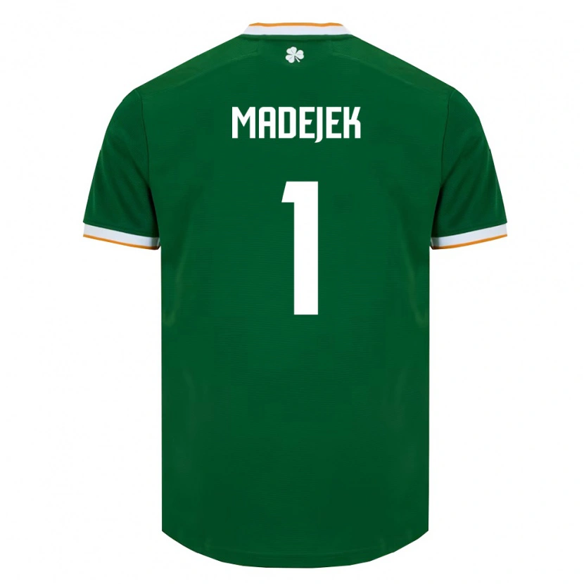 Danxen Mujer Camiseta Irlanda Adam Madejek #1 Verde Oscuro Blanco 1ª Equipación 26-28 La Camisa