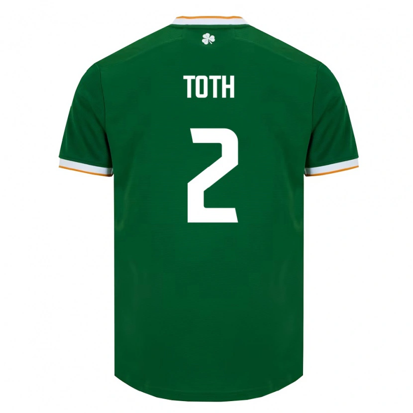 Danxen Mujer Camiseta Irlanda Patrick Toth #2 Verde Oscuro Blanco 1ª Equipación 26-28 La Camisa
