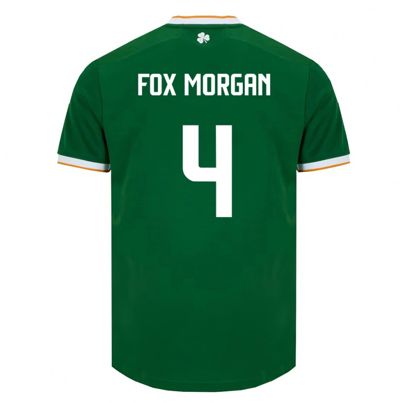 Danxen Mujer Camiseta Irlanda Robert Fox Morgan #4 Verde Oscuro Blanco 1ª Equipación 26-28 La Camisa