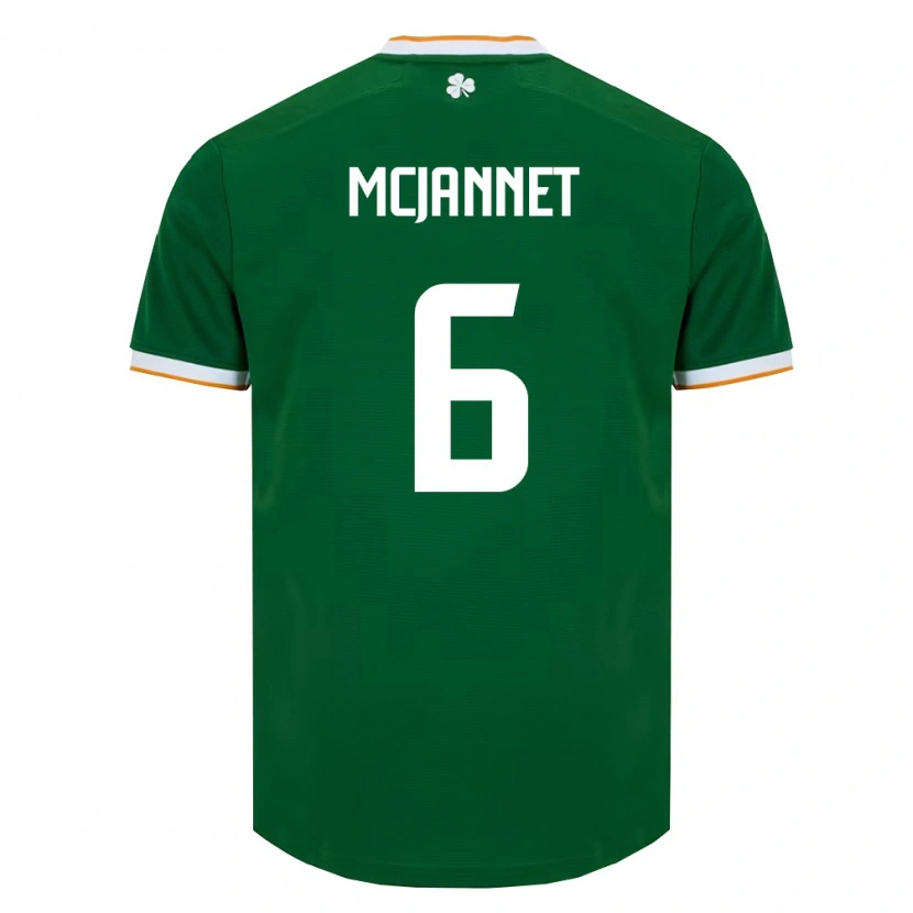 Danxen Mujer Camiseta Irlanda Ed Mcjannet #6 Verde Oscuro Blanco 1ª Equipación 26-28 La Camisa