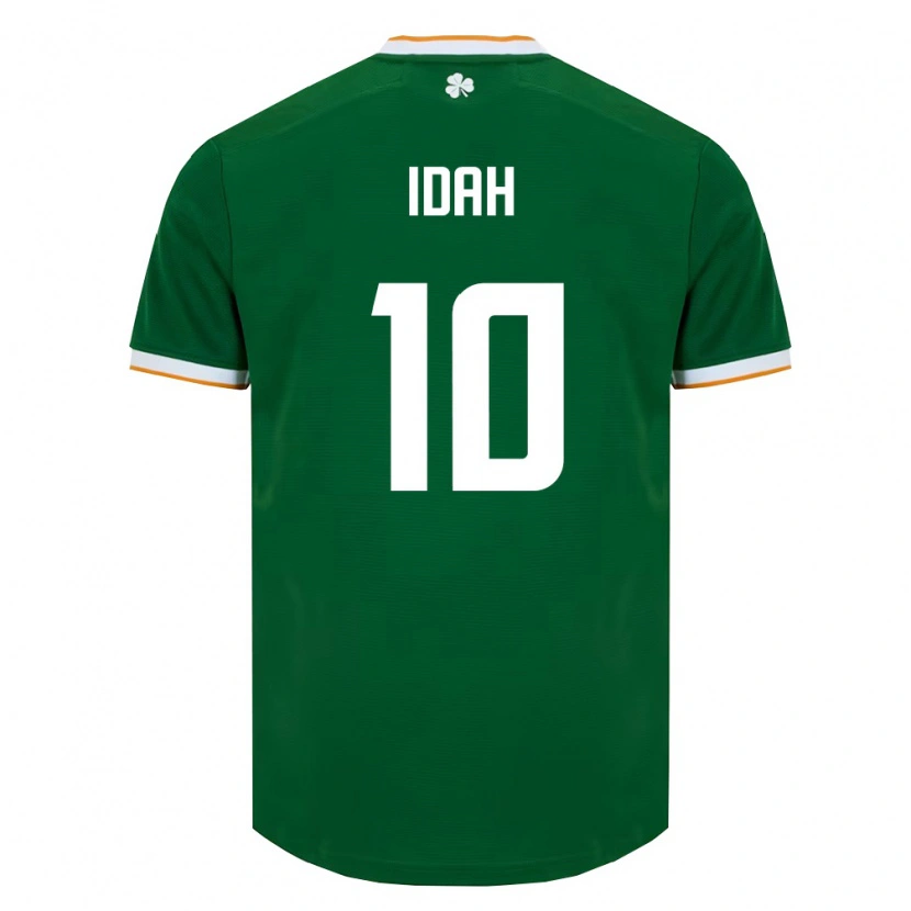 Danxen Mujer Camiseta Irlanda Adam Idah #10 Verde Oscuro Blanco 1ª Equipación 26-28 La Camisa