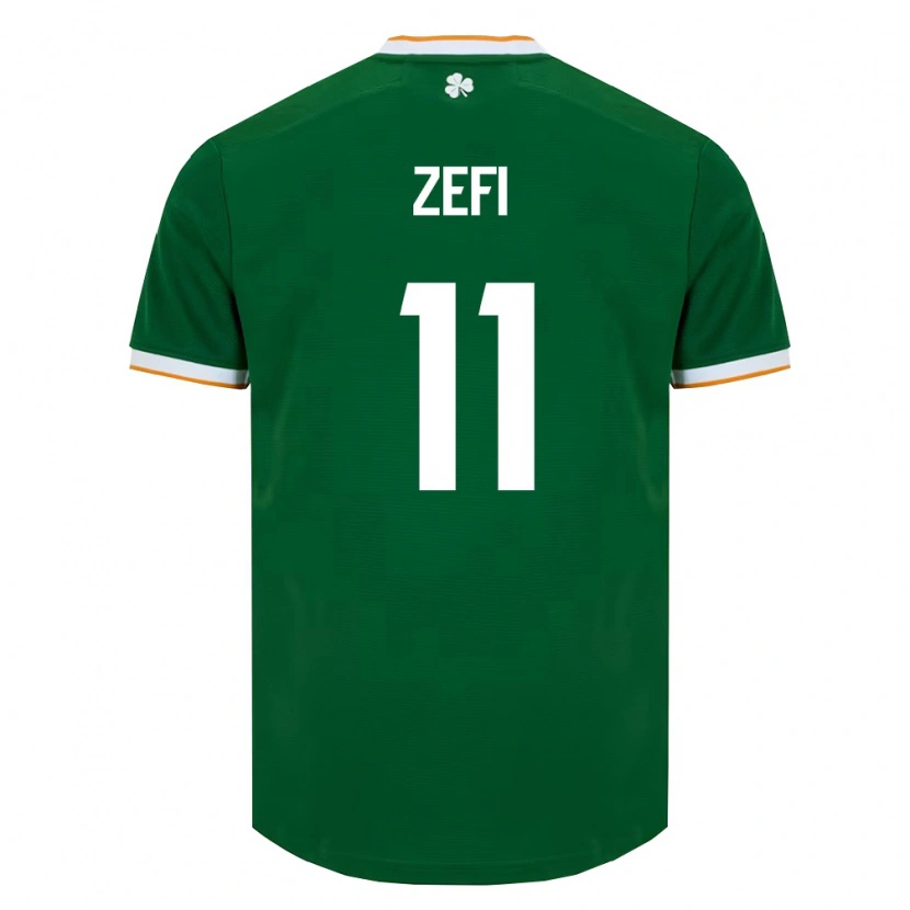 Danxen Mujer Camiseta Irlanda Kevin Zefi #11 Verde Oscuro Blanco 1ª Equipación 26-28 La Camisa