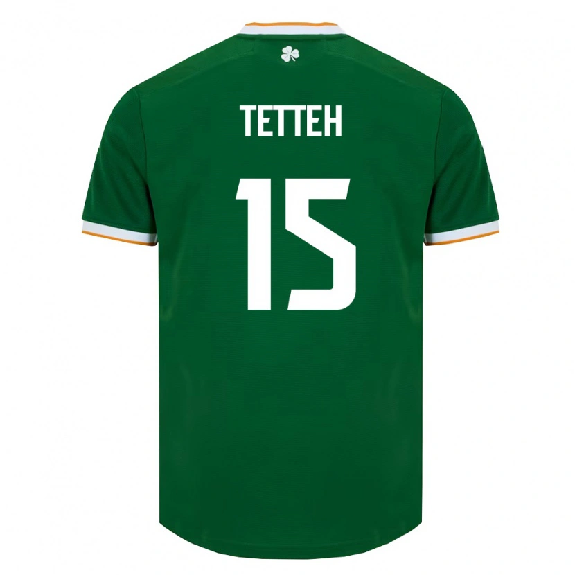 Danxen Mujer Camiseta Irlanda Gideon Tetteh #15 Verde Oscuro Blanco 1ª Equipación 26-28 La Camisa