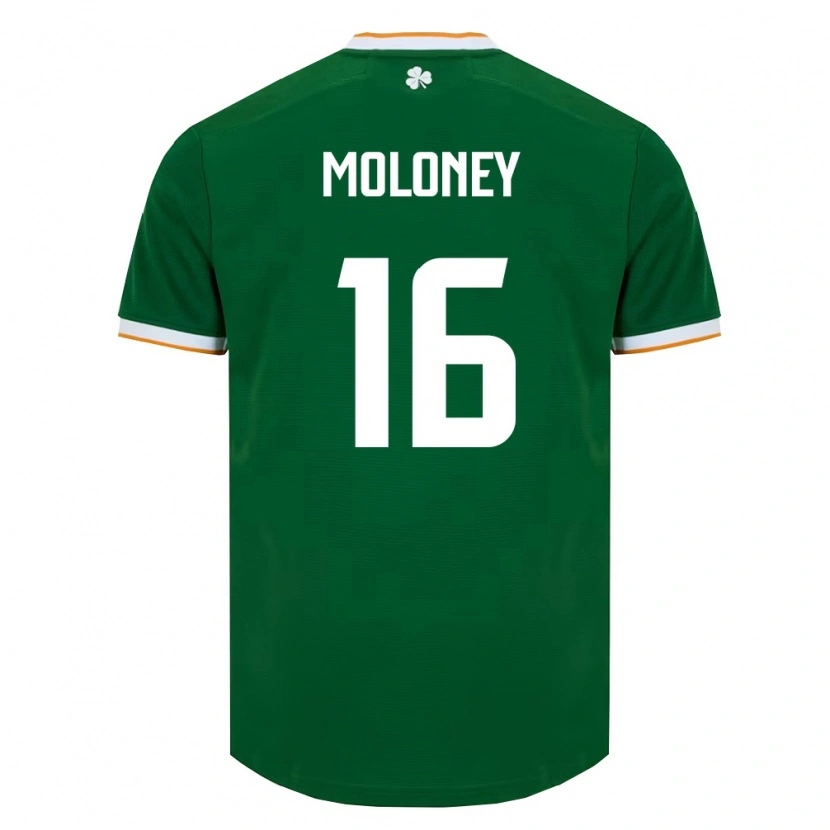 Danxen Mujer Camiseta Irlanda George Moloney #16 Verde Oscuro Blanco 1ª Equipación 26-28 La Camisa