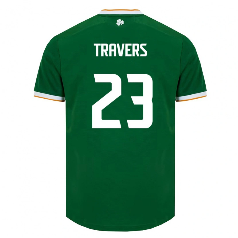 Danxen Mujer Camiseta Irlanda Mark Travers #23 Verde Oscuro Blanco 1ª Equipación 26-28 La Camisa