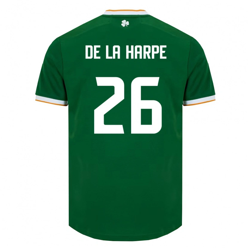 Danxen Mujer Camiseta Irlanda Deborah-Anne De La Harpe #26 Verde Oscuro Blanco 1ª Equipación 26-28 La Camisa